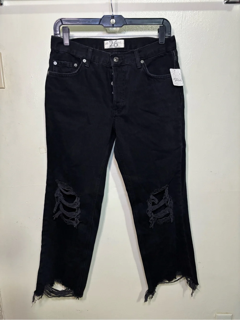 Free People We The Free Maggie Mid-Rise Straight-Leg Distressed Woman’s Jeans